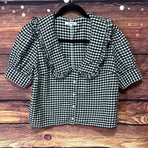 Madewell Black and White Gingham Blouse